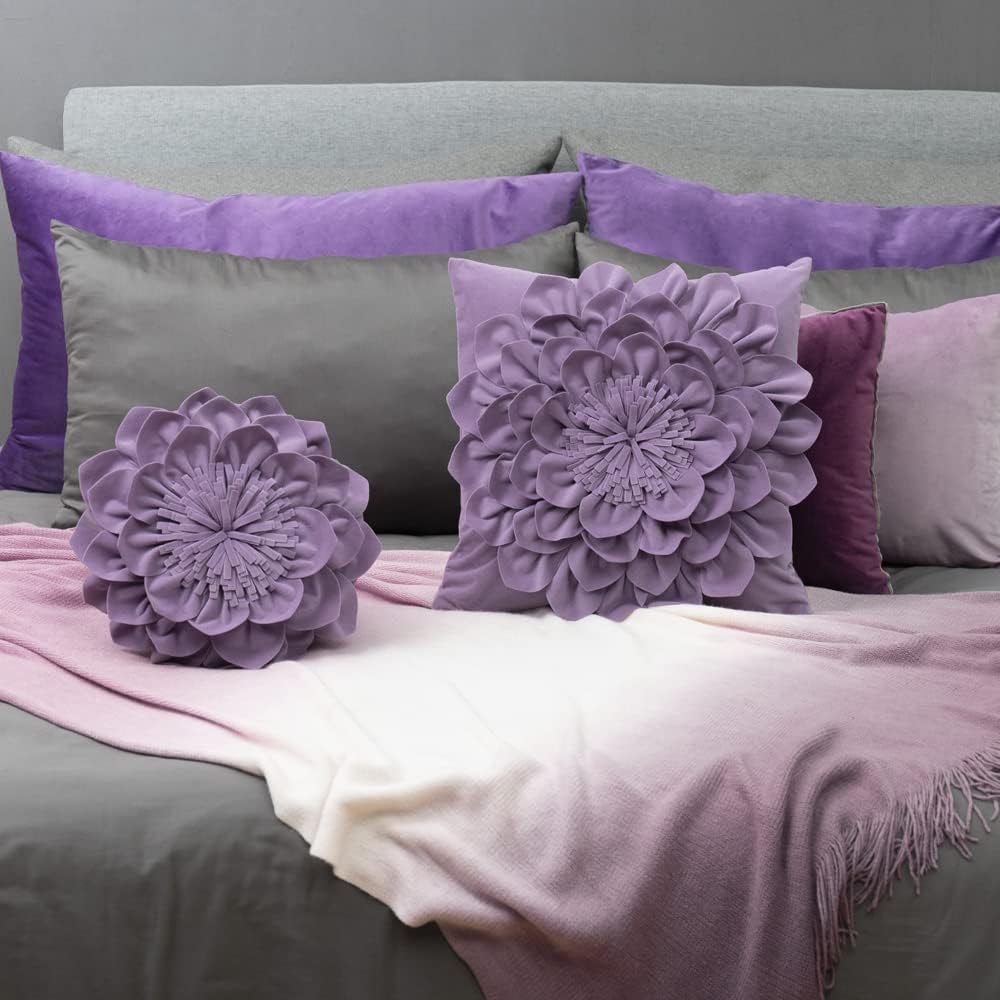 VG|purple|3D Flower Throw Pillow Covers