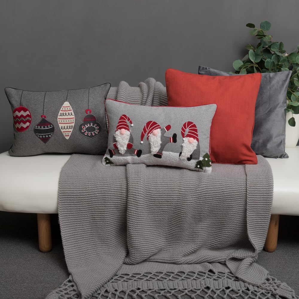 VG|grey-santa|Christmas Decorative Accent Throw Pillow Case Cushion Cover for Sofa Couch Chair