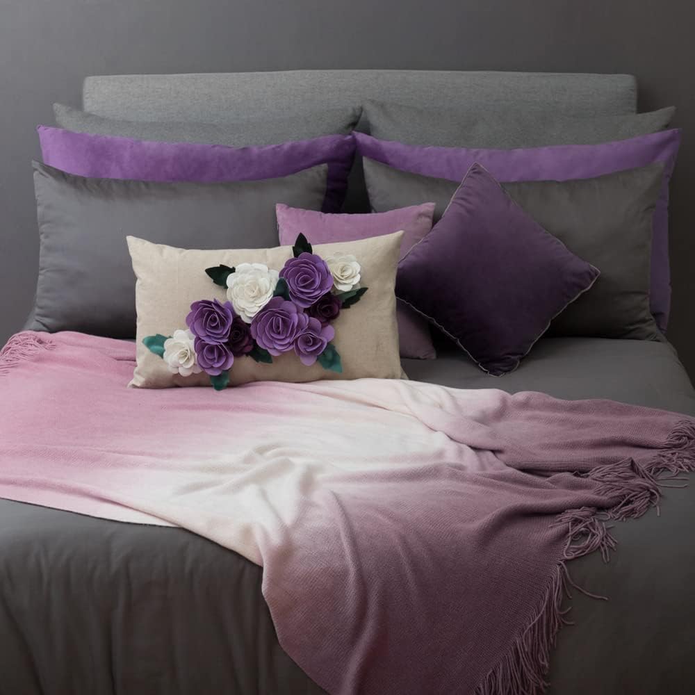 VG|purple-new|3D Flower Throw Pillow Cover