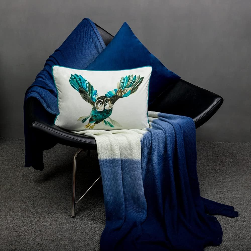 VG|blue-cute-owl|ove irds Throw Pi ow Cover ue Green