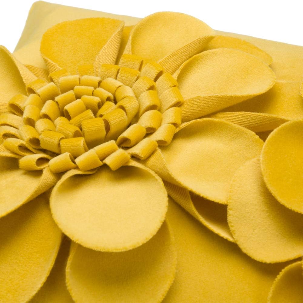 VG|yellow|3D Flower Throw Pillow Cover