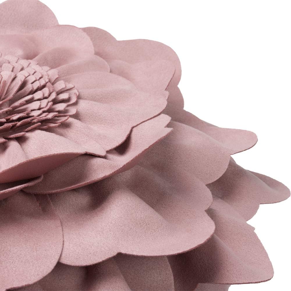 VG|dark-blush-pink|Flower Throw Pillow Cover Decorative Round Pillowcase Floral Cushion for Bed Sofa Couch Car Decor