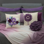 VG|purple|3D Flower Throw Pillow Cover Aesthetic Decorative Floral Accent Pillow Colorful Cushion for Bed Living Room Couch Office Decor Beige Green
