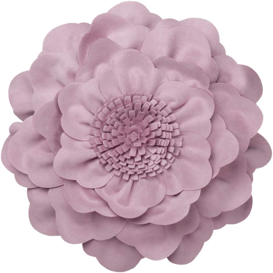 VG|dark-blush-pink|Flower Throw Pillow Cover Decorative Round Pillowcase Floral Cushion for Bed Sofa Couch Car Decor