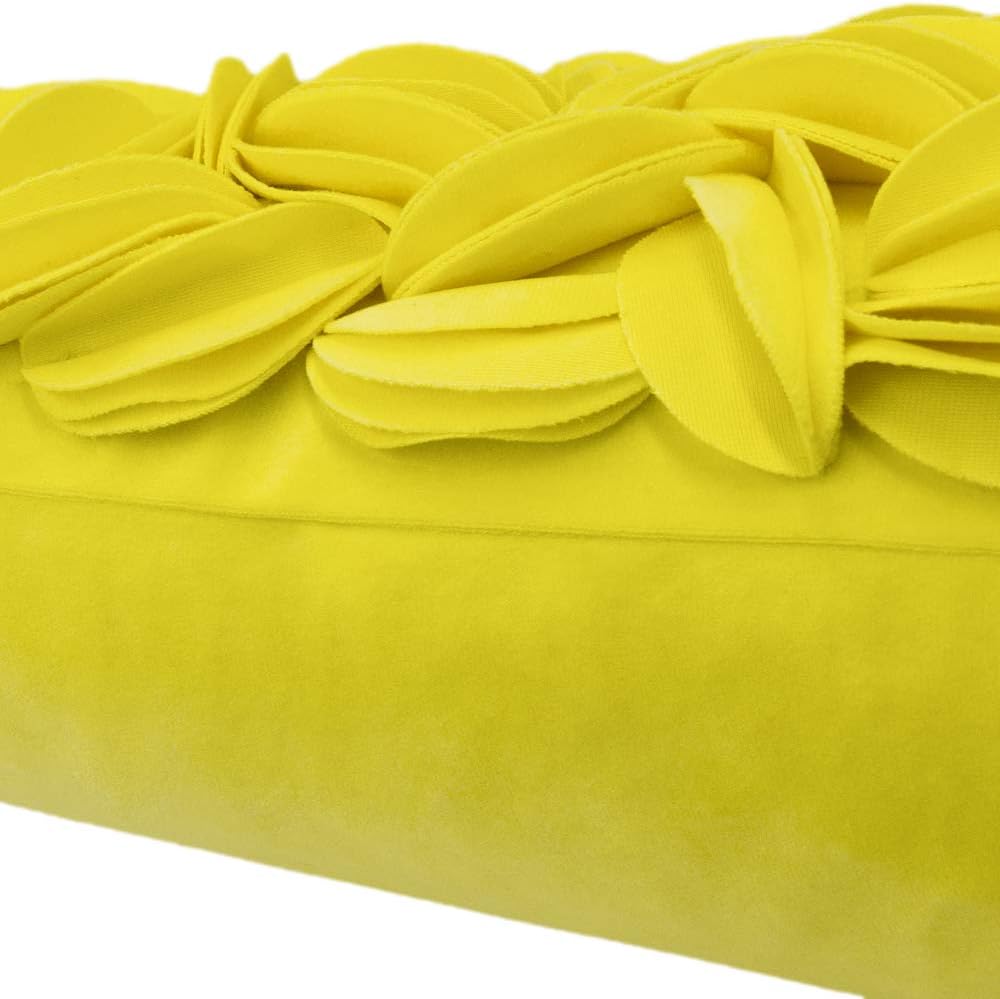 VG|york-yellow-velvet|Handmade 3D Floral Throw Pillow Cover