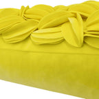 VG|york-yellow-velvet|Handmade 3D Floral Throw Pillow Cover