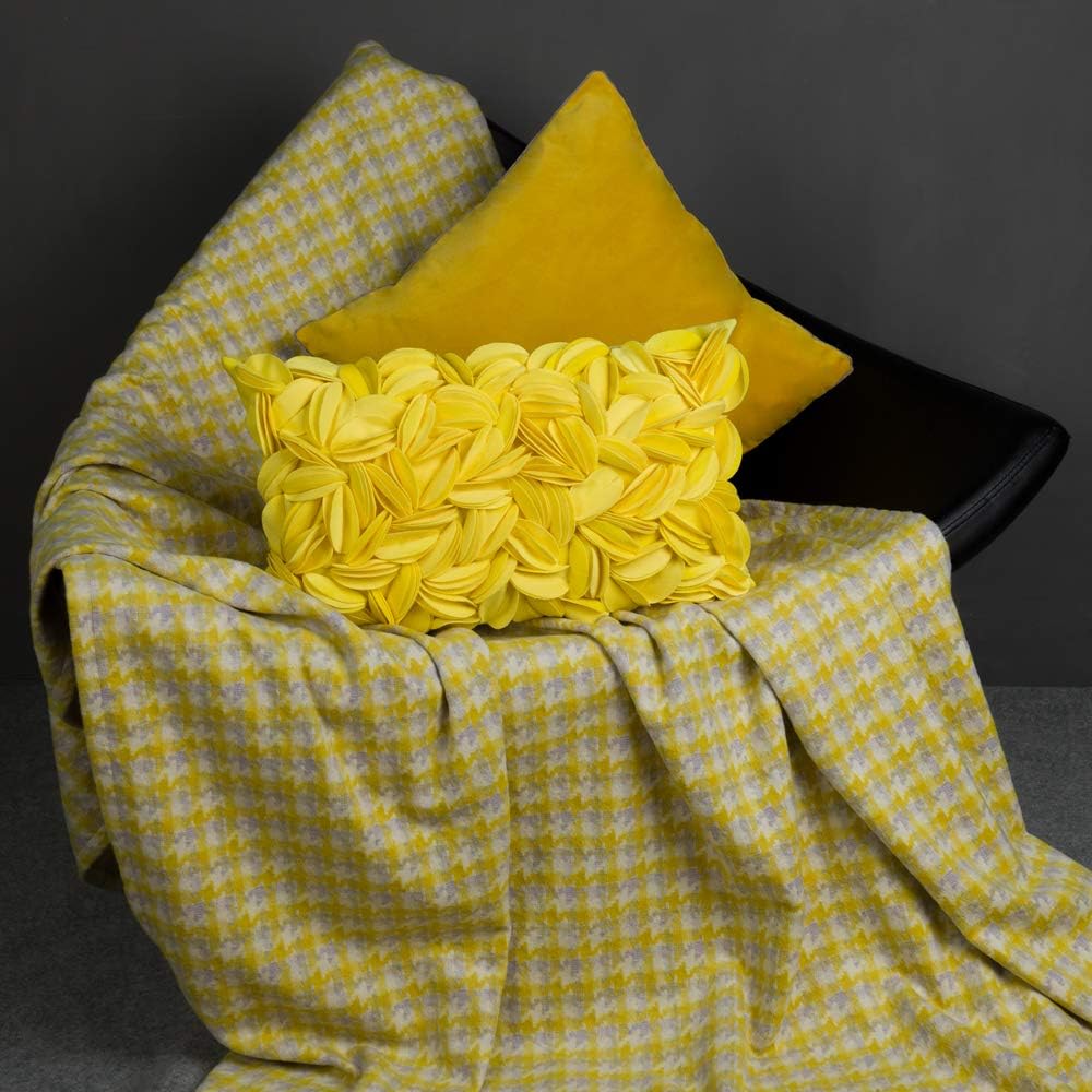 VG|york-yellow-velvet|Handmade 3D Floral Throw Pillow Cover