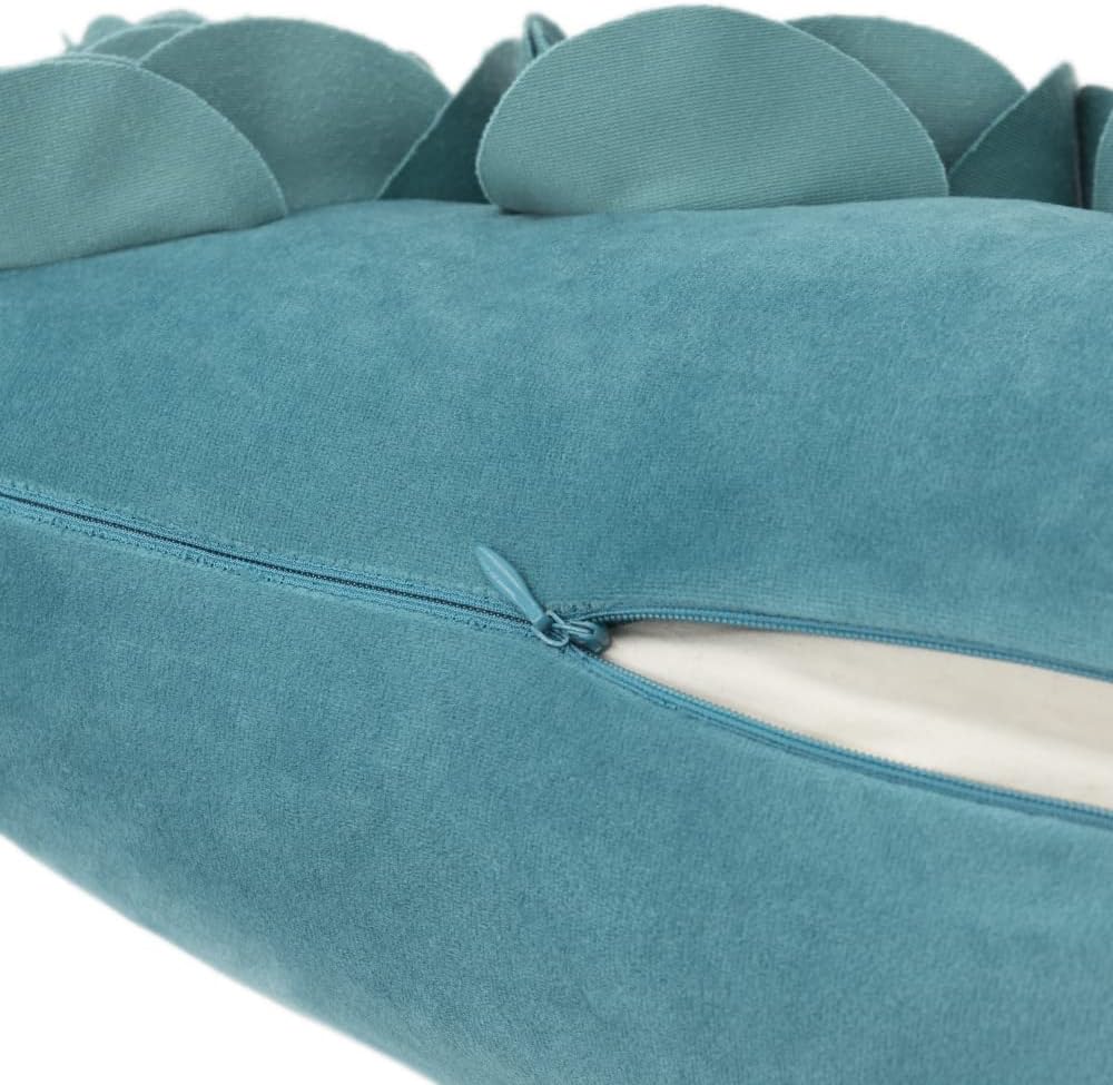 VG|turquoise-blue|3D Flower Throw Pillow Cover Handmade Floral Soft Velvet Lumbar Cushion for Bed Living Room Chair Couch Decor Gold