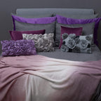 VG|grey-velvet|Handmade 3D Floral Throw Pillow Cover