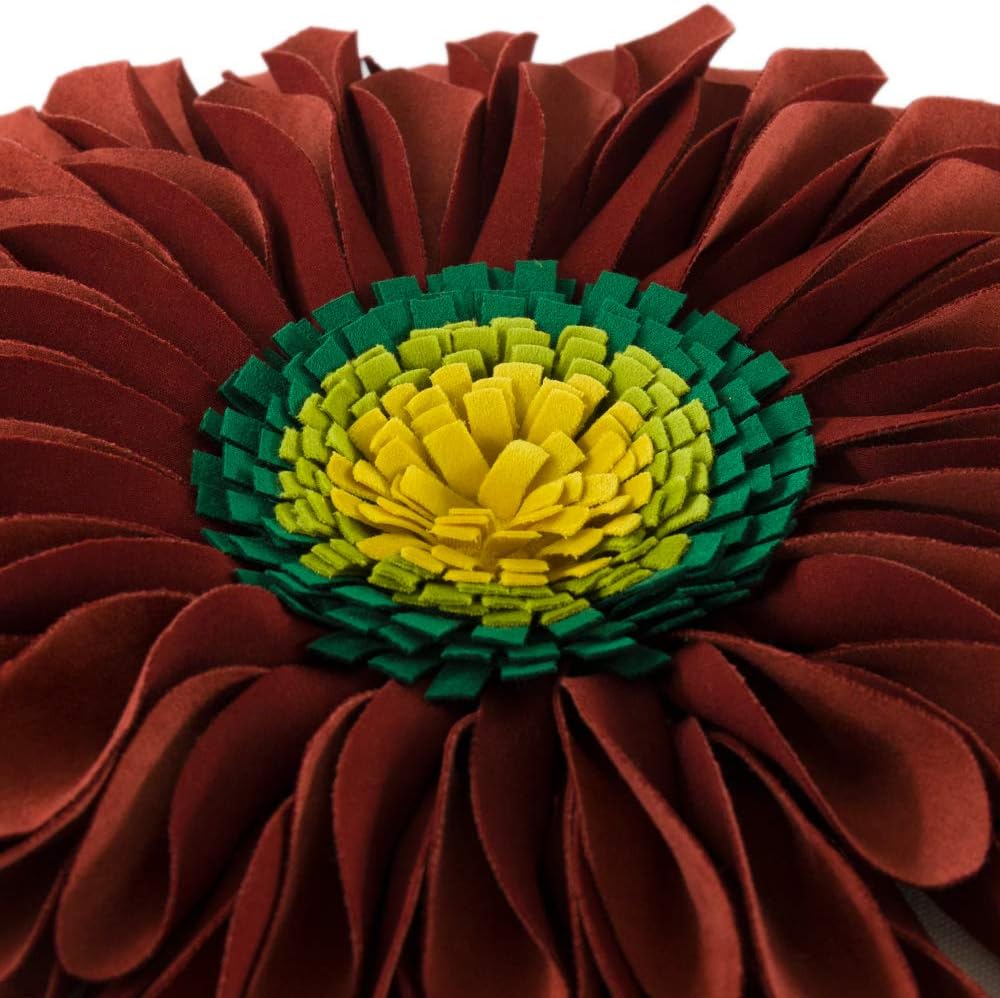 VG|red-dark-red-beige-canvas|3D Sunflowers Throw Pillow Cover Wine Red