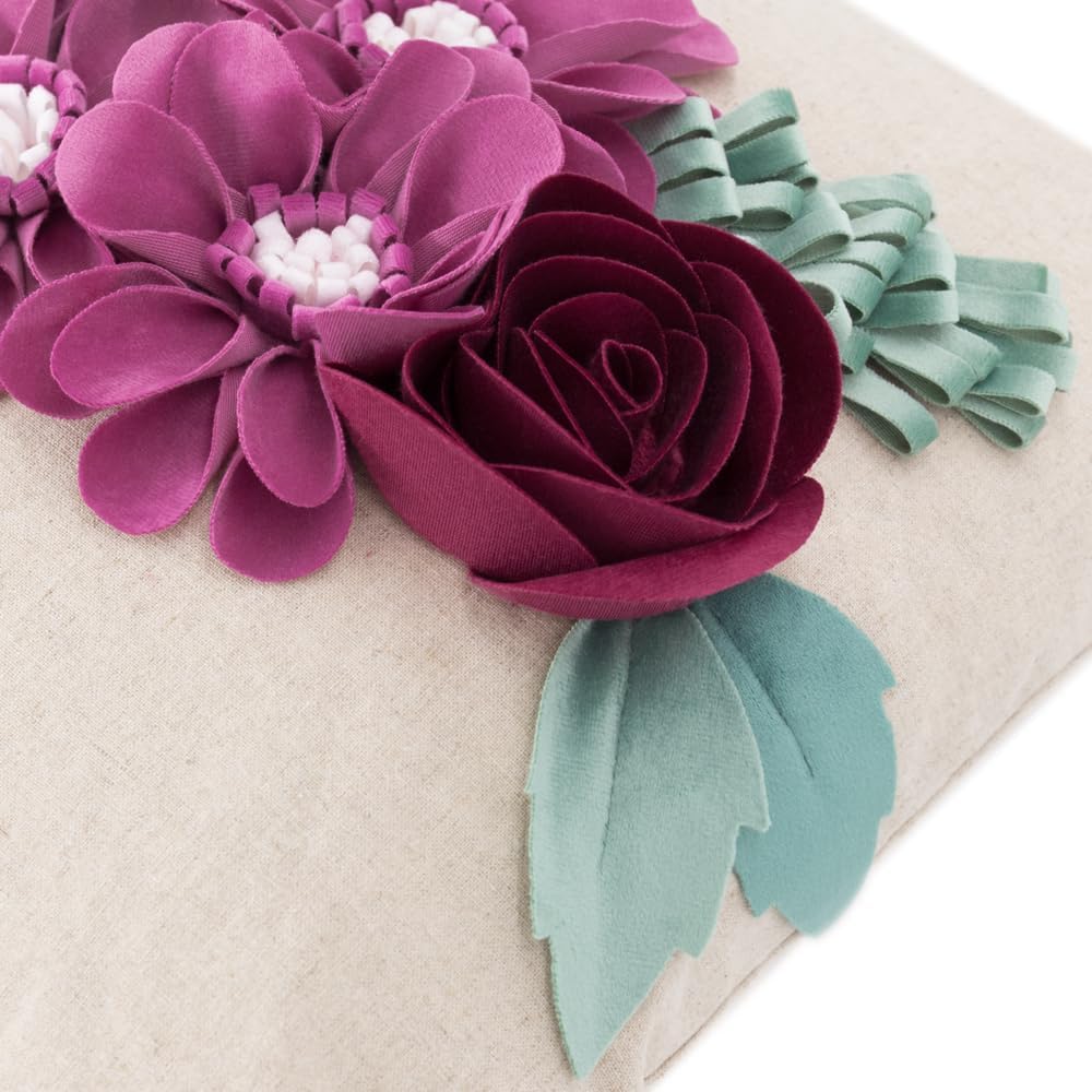 VG|hot-pink|3D Flower Throw Pillow Cover Aesthetic Decorative Floral Accent Pillow Colorful Cushion for Bed Living Room Couch Office Decor Beige Green