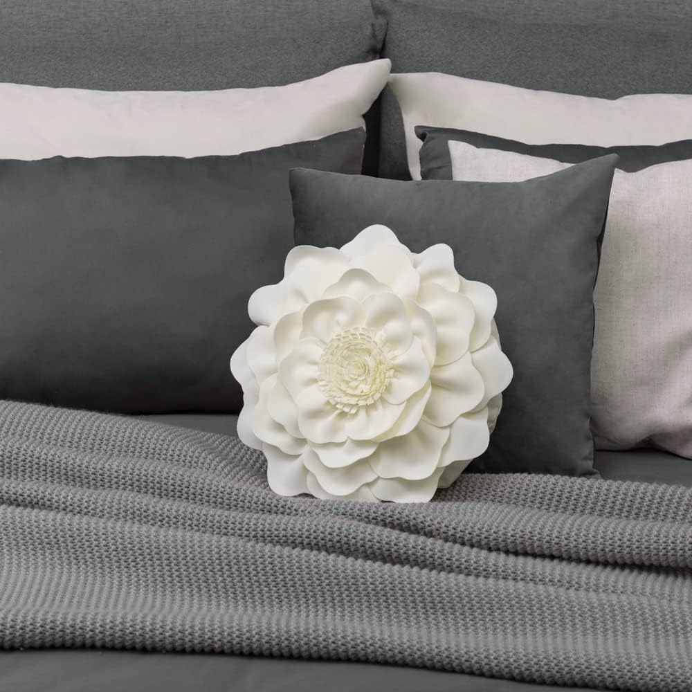 VG|cream|Flower Throw Pillow Cover Decorative Round Pillowcase Floral Cushion for Bed Sofa Couch Car Decor