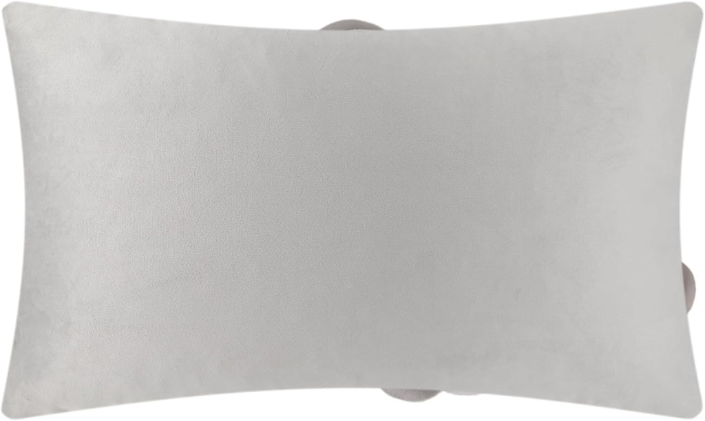 VG|gray|3D Flowers Throw Pillow Cover Decorative Soft Velvet Accent Floral Cushion Lumbar Pillowcase for Bed Sofa Couch Living Room