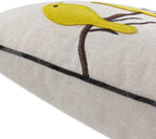 VG|yellow-gray-plaid-square-with-birds|Cute Birds Throw Pillow Cover Lumbar Accent Cushion Embroidered Pillowcase for Home Sofa Bed Living Room Dark Blue Orange Beige