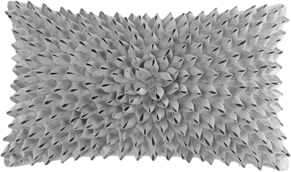 VG|a1-lght-grey-velvet|3D Flower Throw Pillow Cover, Velvet, Light Grey