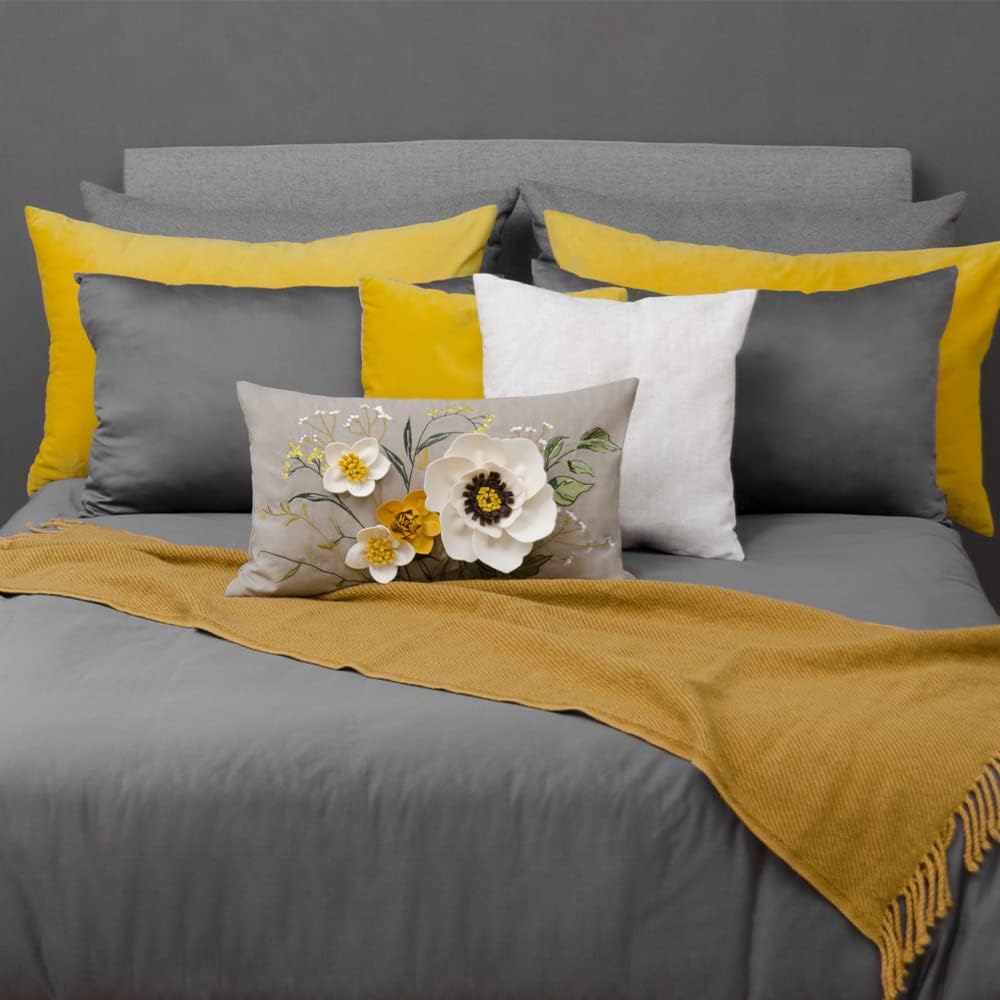 VG|white-new|3D Flower Throw Pillow Cover
