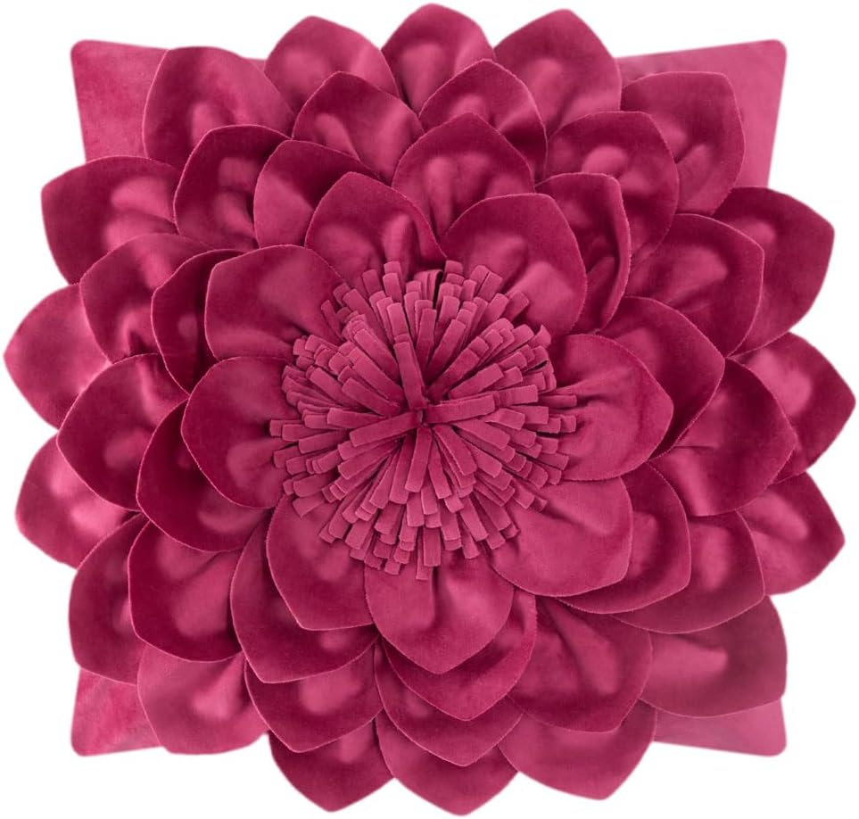 3D Flower Throw Pillow Covers - Rosered