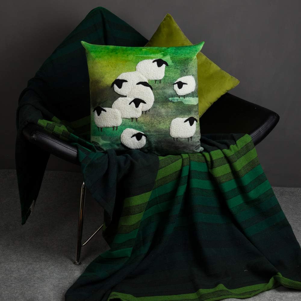 VG|s-sheep-green|Decorative Throw Pillow Covers Accent Lion Pattern Chenille Cushion Covers Pillowcases for Couch Bed Living Room Home