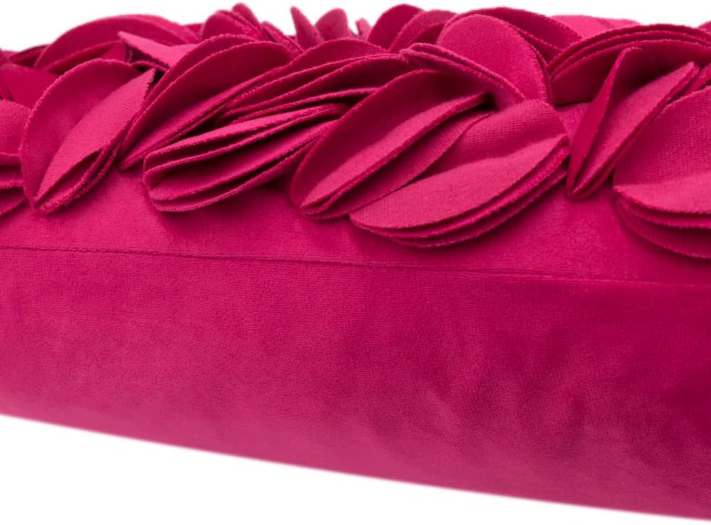 VG|rose-red-velvet|Handmade 3D Floral Throw Pillow Cover