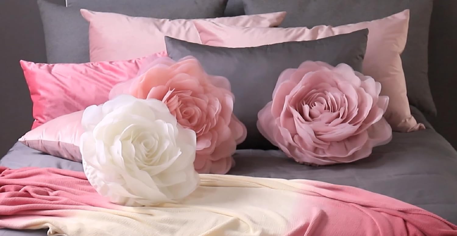 3D Flower Throw Pillow Cover