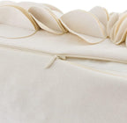 VG|beige-solid-suede|Handmade 3D Floral Throw Pillow Cover