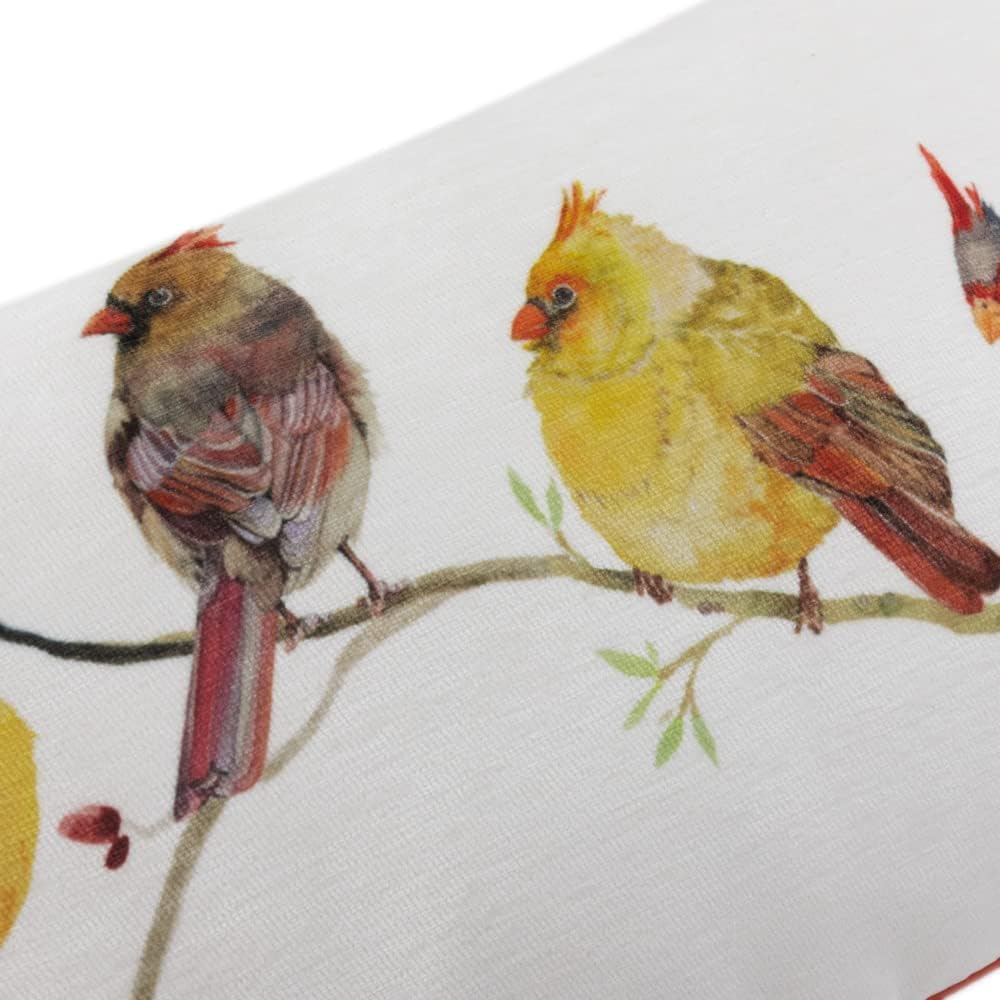 VG|yellow-with-5-birds|Cute Birds Throw Pillow Cover Lumbar Accent Cushion Embroidered Pillowcase for Home Sofa Bed Living Room Dark Blue Orange Beige