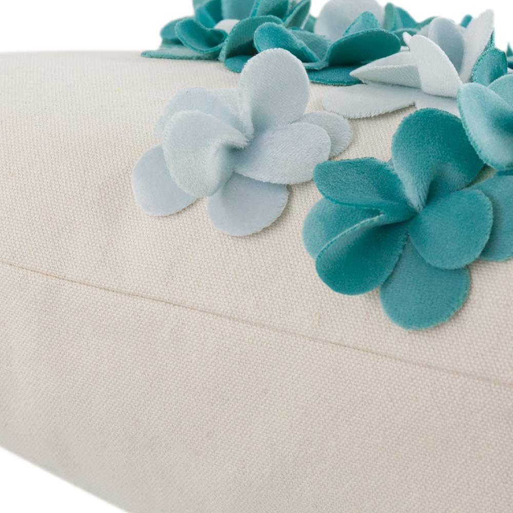 VG|teal|Handmade 3D Flower Throw Pillow Covers Decorative Aesthetic Floral Accent Pillow Cases Stereo Cushion for Couch Living Room Bed Chair Decor Beige