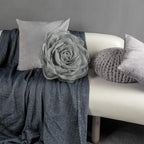 VG|gray|3D Flower Throw Pillow Cover
