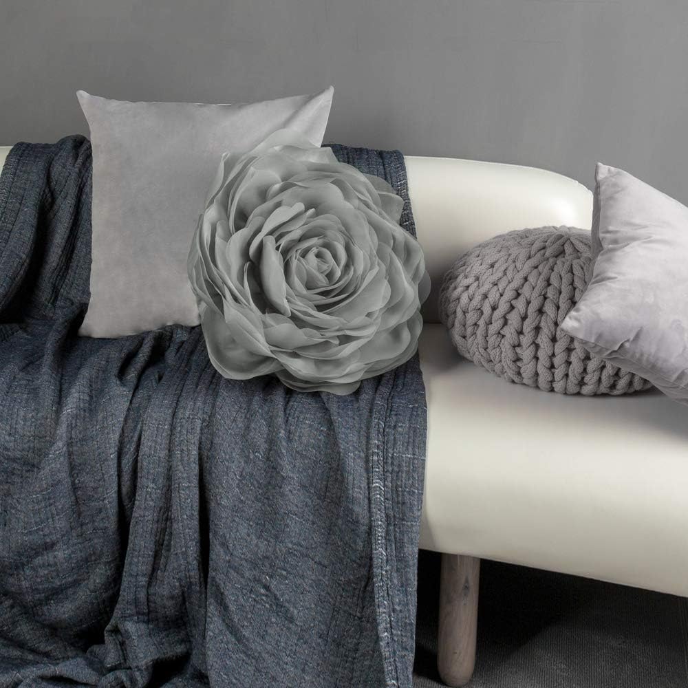 VG|gray|3D Flower Throw Pillow Cover