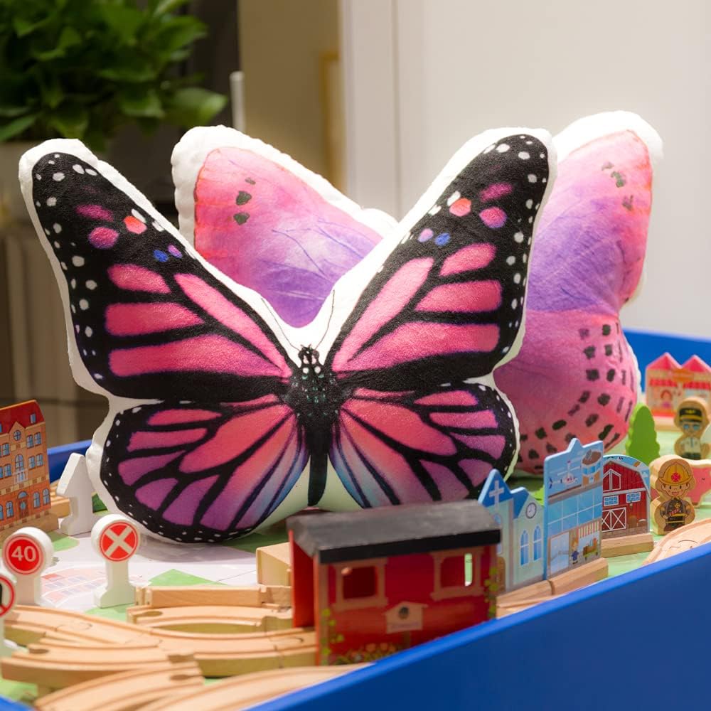 VG|pink-red,z-neck-pink|3D Butterfly Throw Pillow, Hot Pink
