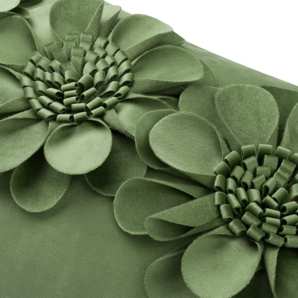 VG|green|3D Flower Throw Pillow Cover