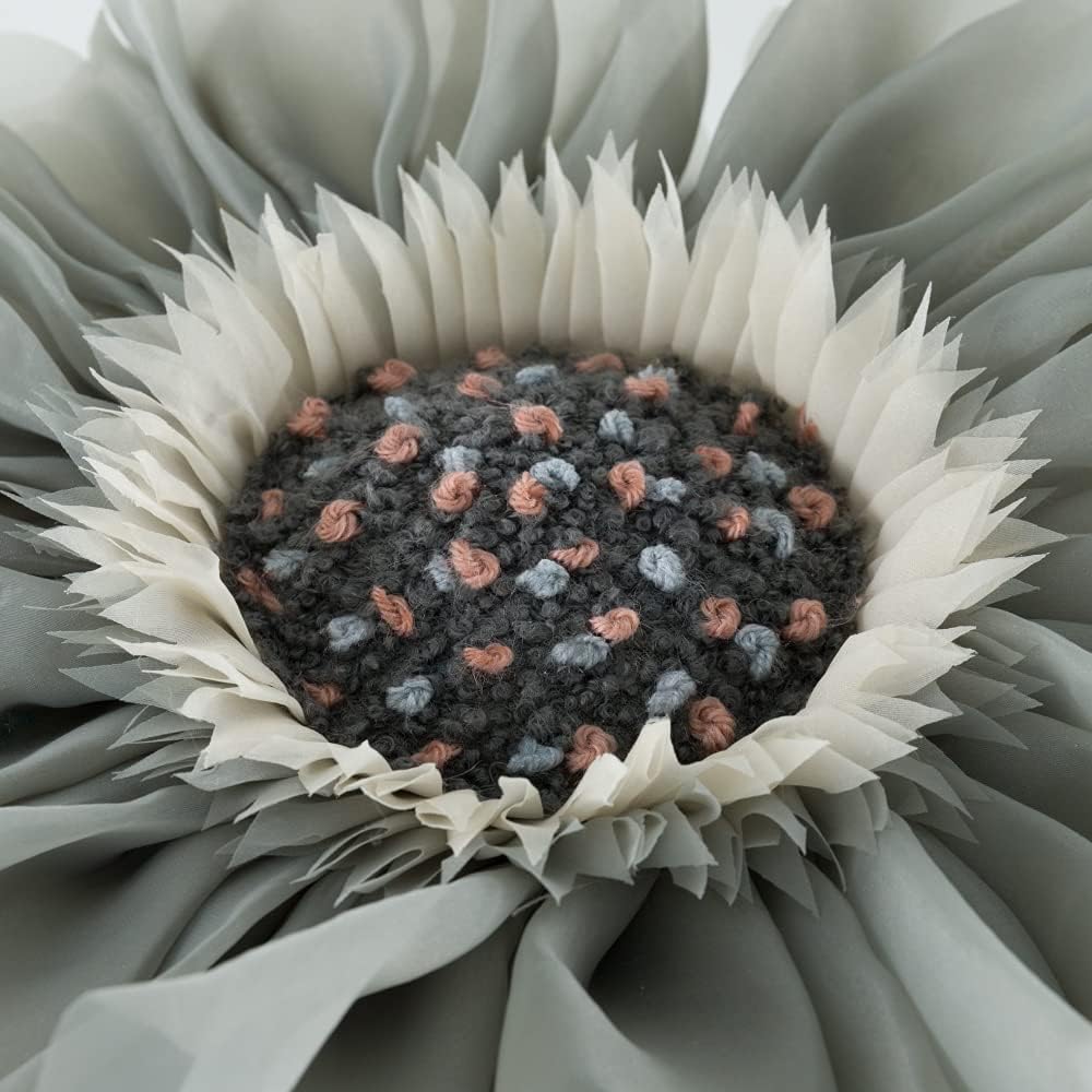 VG|gray|3D Flower Throw Pillow Cover Decorative Round Daisy Shaped Cushion Floral Pillowcase for Bed Sofa Couch Living Room
