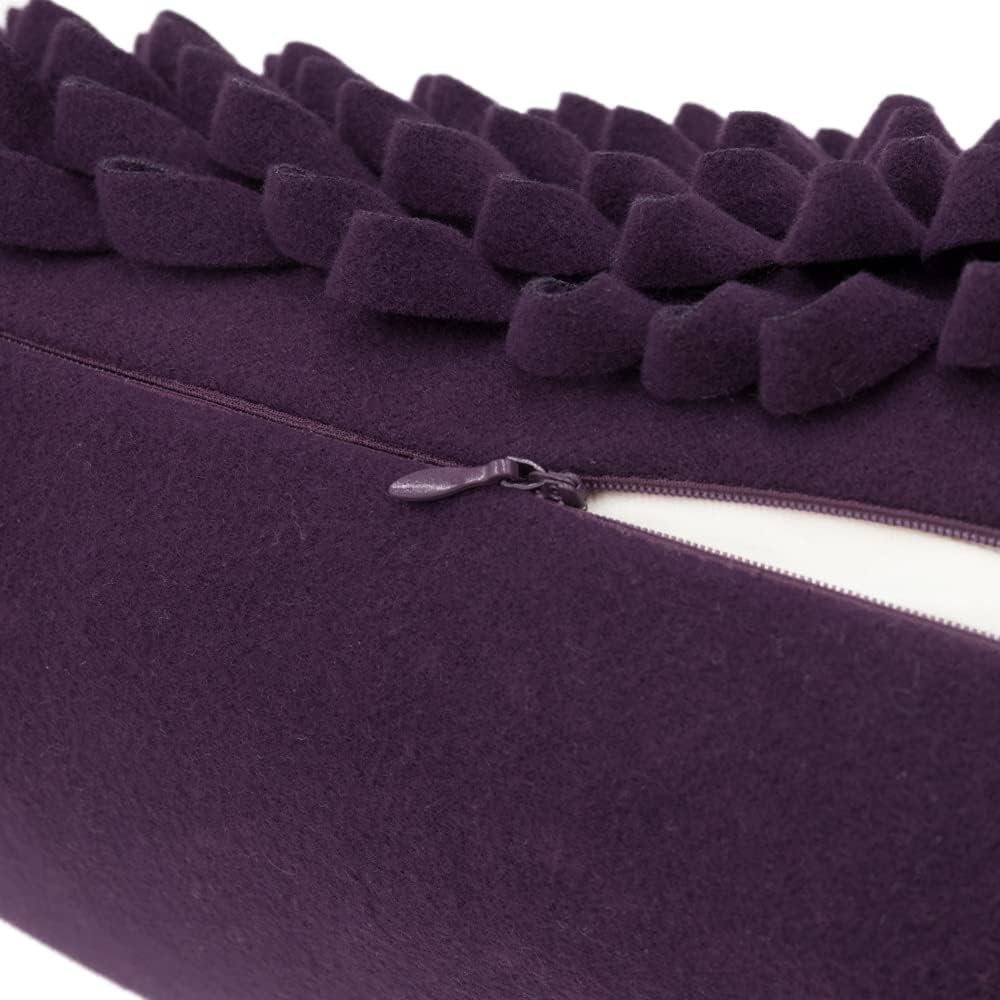 VG|purple|3D Flower Throw Pillow Cover, Velvet, Light Grey