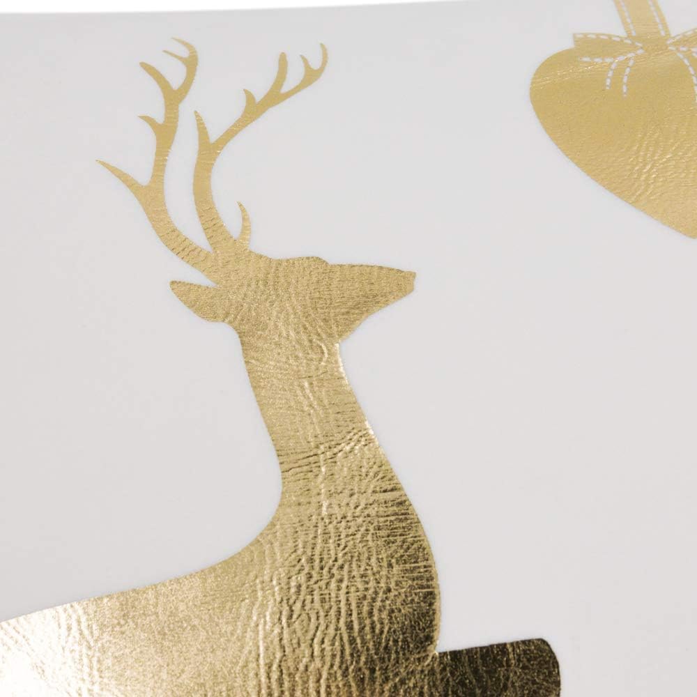 VG|deer-white|Gold Foil Decorative Accent Throw Pillow Cases Rectangle Cushion Covers for Bed Living Room White
