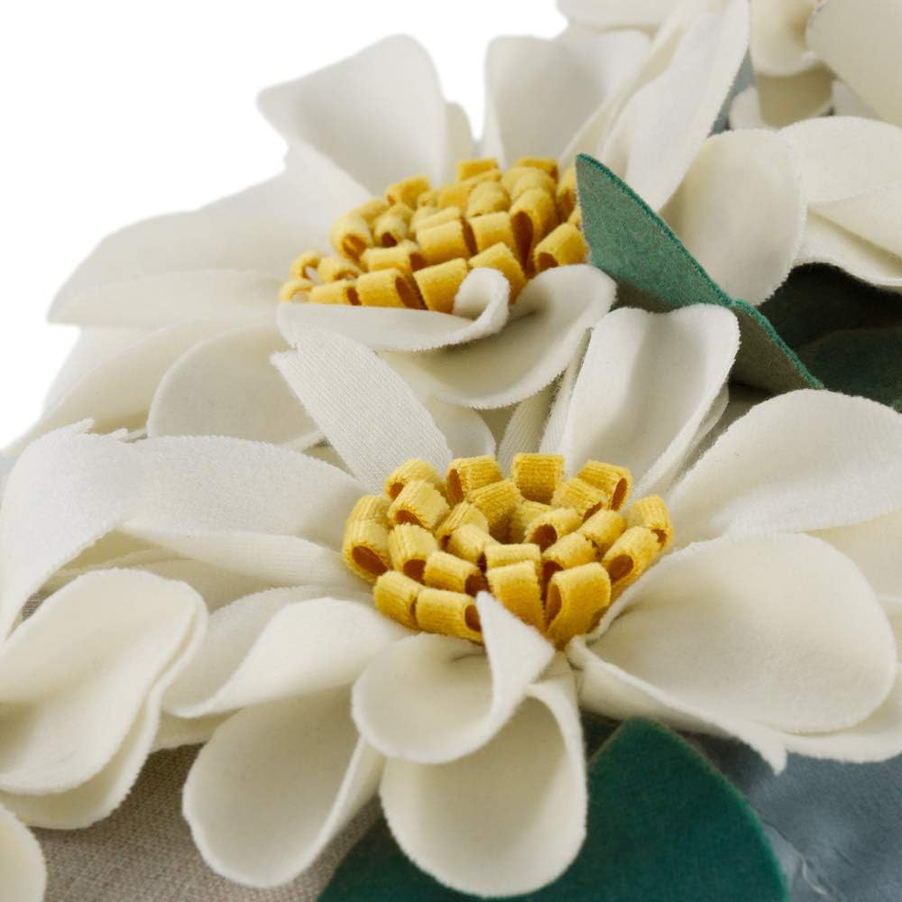 VG|6flower-white-velvet|3D Daisy Flower Throw Pillow Cover, White