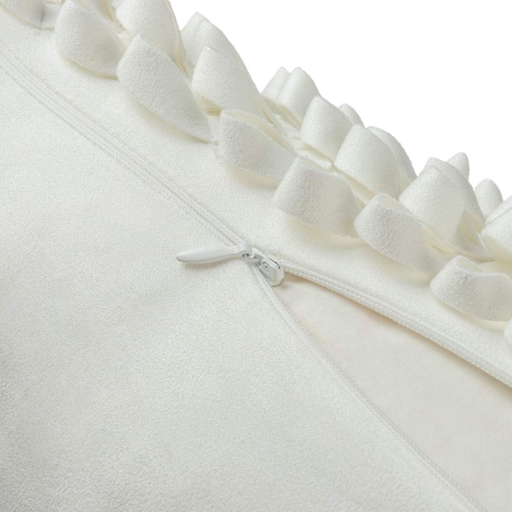 VG|creamy-white-solid-suede|3D Flower Throw Pillow Cover, Velvet, Light Grey