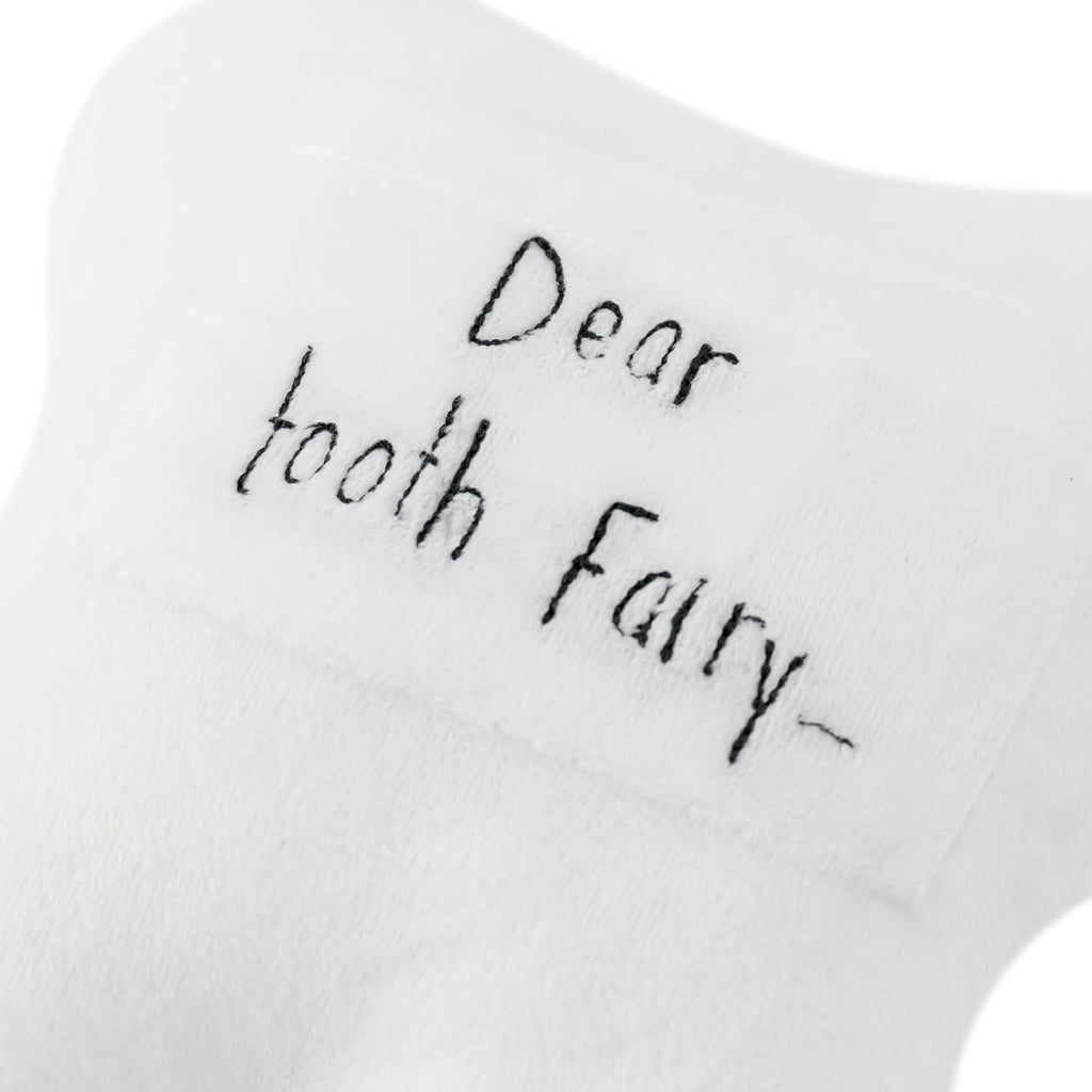 Dear Tooth Fairy Pillow with Pocket Soft 3D Tooth-Shaped Stuffed Throw Pillow Cushion