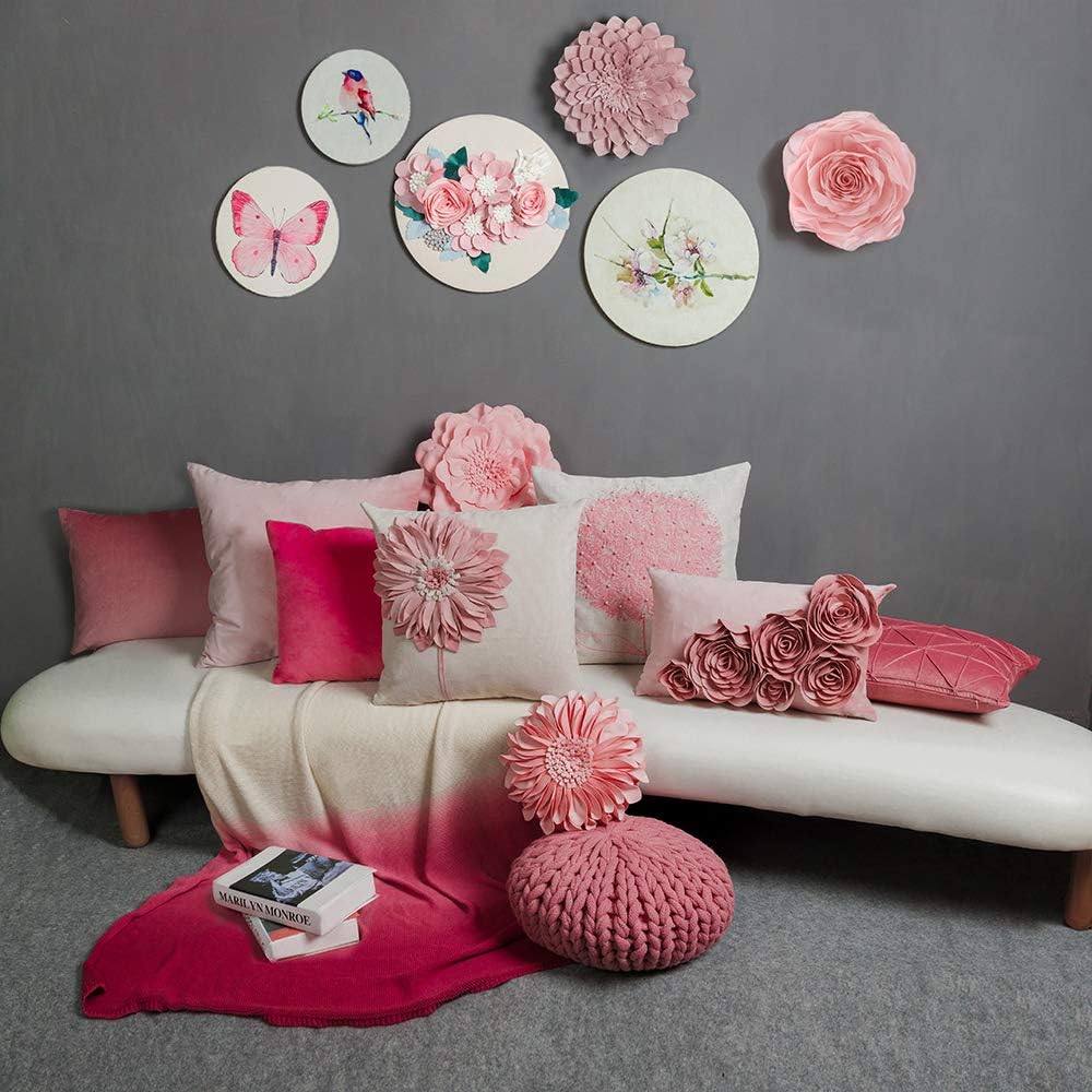 3D Flower Throw Pillow Cover