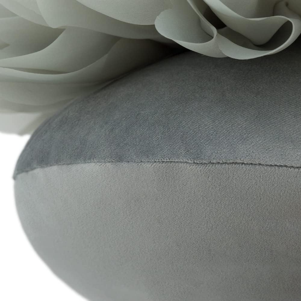 VG|gray|3D Flower Throw Pillow Cover Decorative Round Daisy Shaped Cushion Floral Pillowcase for Bed Sofa Couch Living Room