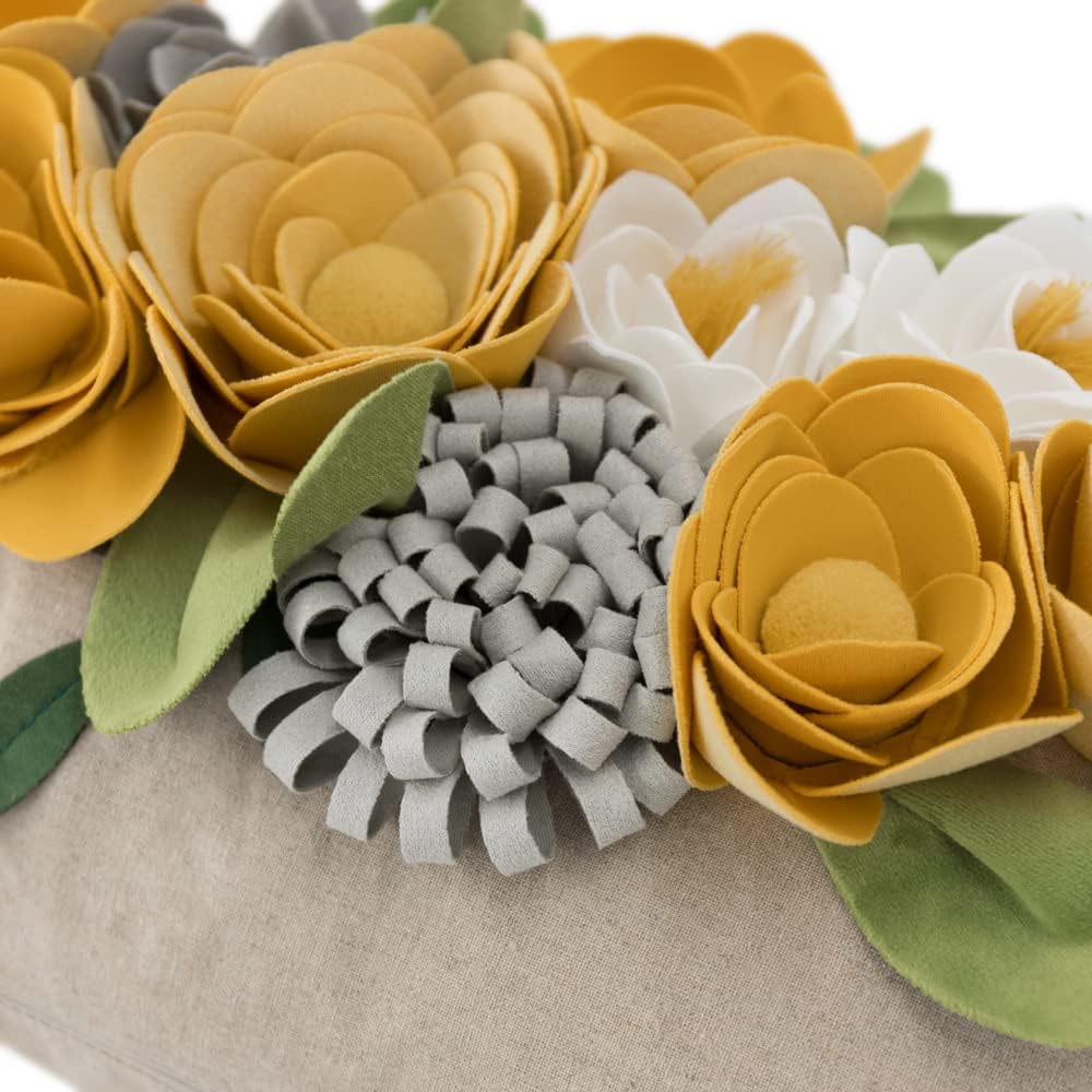 VG|3dflower-a-yellow|Decorative 3D Flower Throw Pillow Covers