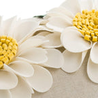 VG|3flower-white-velvet|3D Daisy Flower Throw Pillow Cover, White