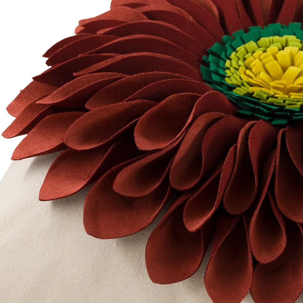 VG|red-dark-red-beige-canvas|3D Sunflowers Throw Pillow Cover Wine Red