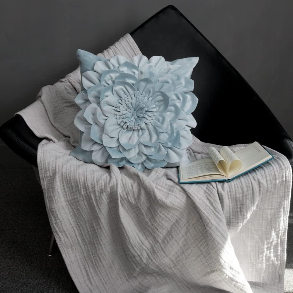 VG|blue|3D Flower Throw Pillow Covers