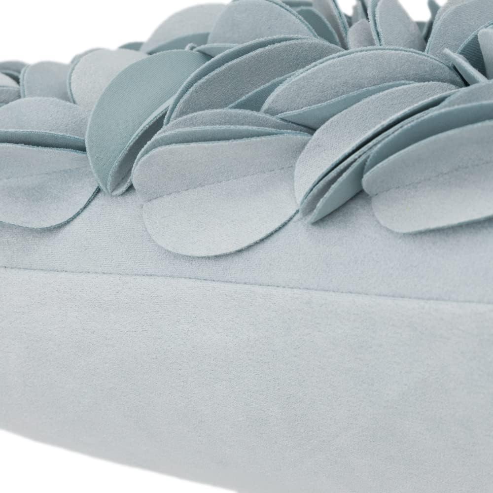 VG|sky-blue-solid-suede|Handmade 3D Floral Throw Pillow Cover