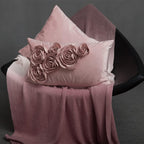 VG|rose-gold|3D Flower Throw Pillow Cover Handmade Floral Soft Velvet Lumbar Cushion for Bed Living Room Chair Couch Decor Gold