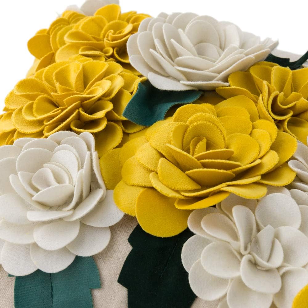 VG|yellow-white|3D Flower Throw Pillow Cover