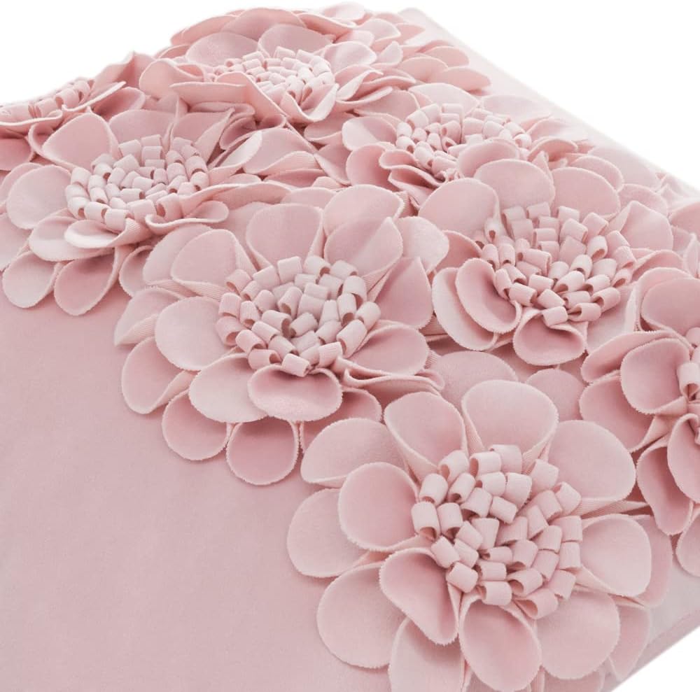 VG|light-pink|Handmade 3D Flower Throw Pillow Cover