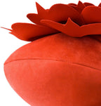 VG|reddish-orange|3D Flower Decorative Throw Pillow Accent Handmade Round Pillow Cushion with Insert for Home Couch Bedroom Decor
