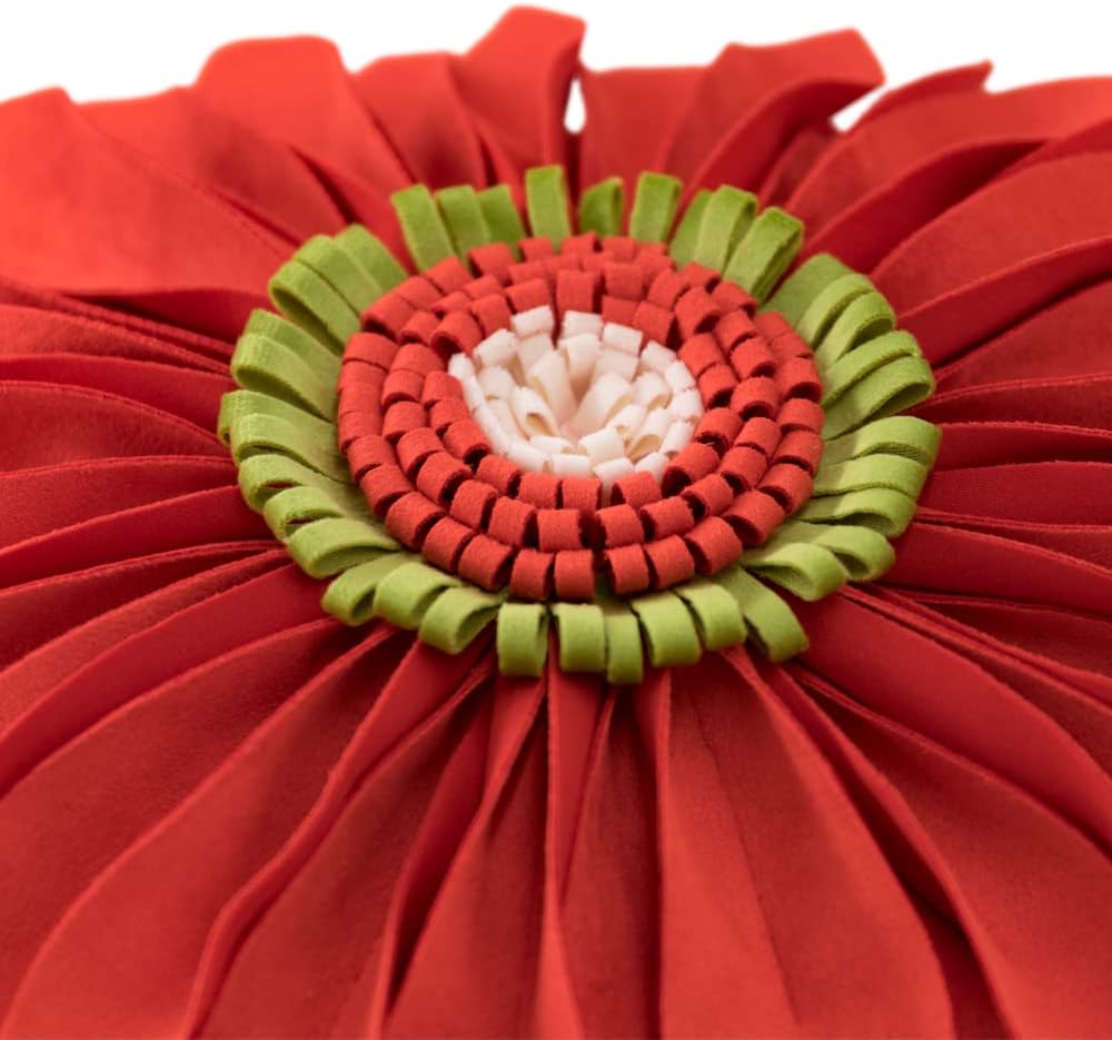 VG|orange|3D Flower Throw Pillow Cover Aesthetic Decorative Daisy Accent Pillow Case Hand Crafted Cushion Round Floral Pillowcase for Home Bed Couch Bedroom Chair