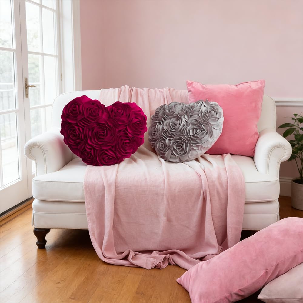 VG|gray|Heart Flower Throw Pillow Covers